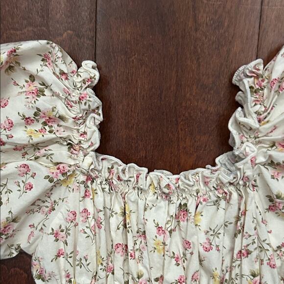 Super Cute Girl’s Cottagecore Floral Puff Sleeve Dress, Size Large (Aprx Size 4) - Picture 2 of 11